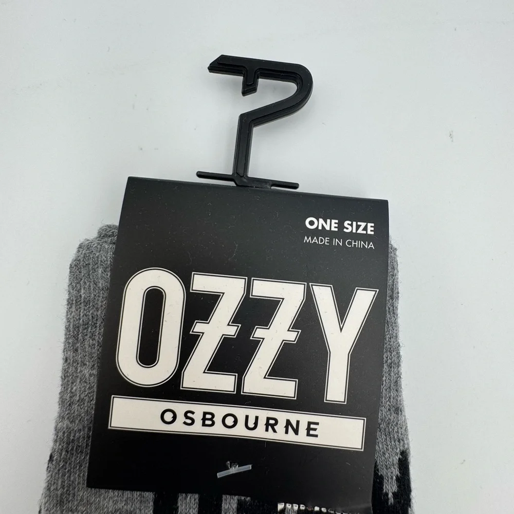 Ozzy Osbourne Crew Socks Gray White‎ Rock Band One Size Unisex New